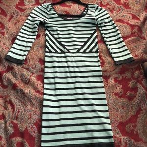 Striped mint green and black dress